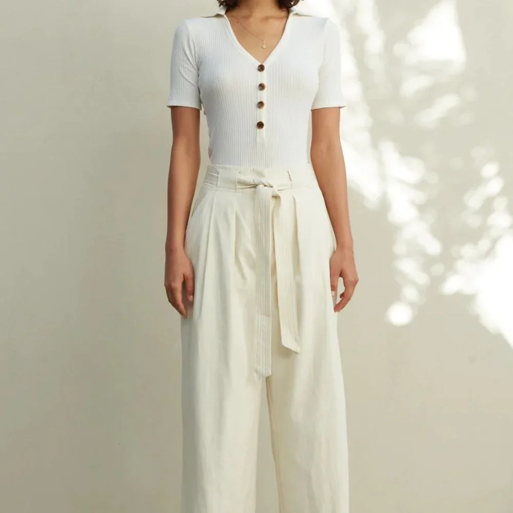 (Ships Free, NWT!) Marla Cream Wide Leg Pant with Organic Cotton by Sancia - Picture 2 of 5